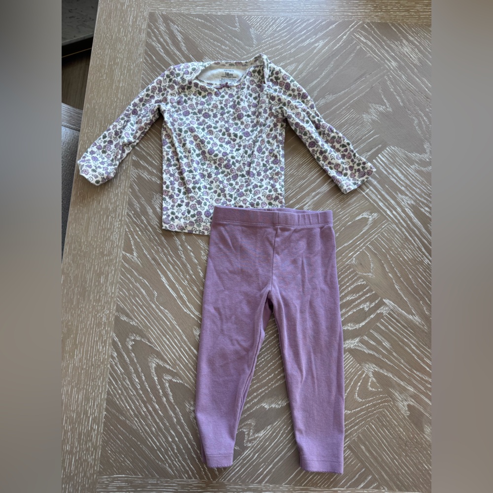 Carter's White Floral Long Sleeve Top with Purple and Green Print